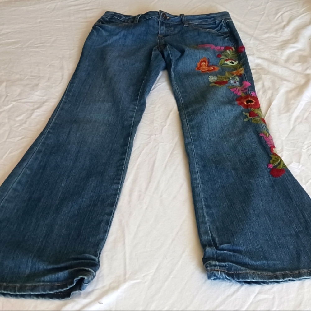 ZD Embroidered Flare Leg Jeans